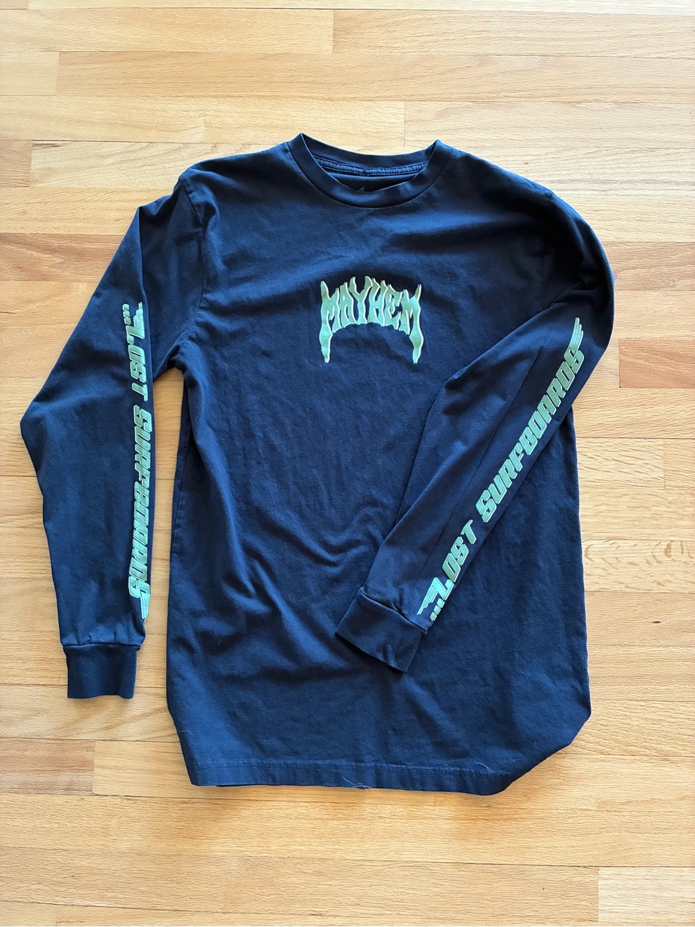 Lost Surfboards Mayhem Long Sleeve T-Shirt Men's M Graphic Green Logo